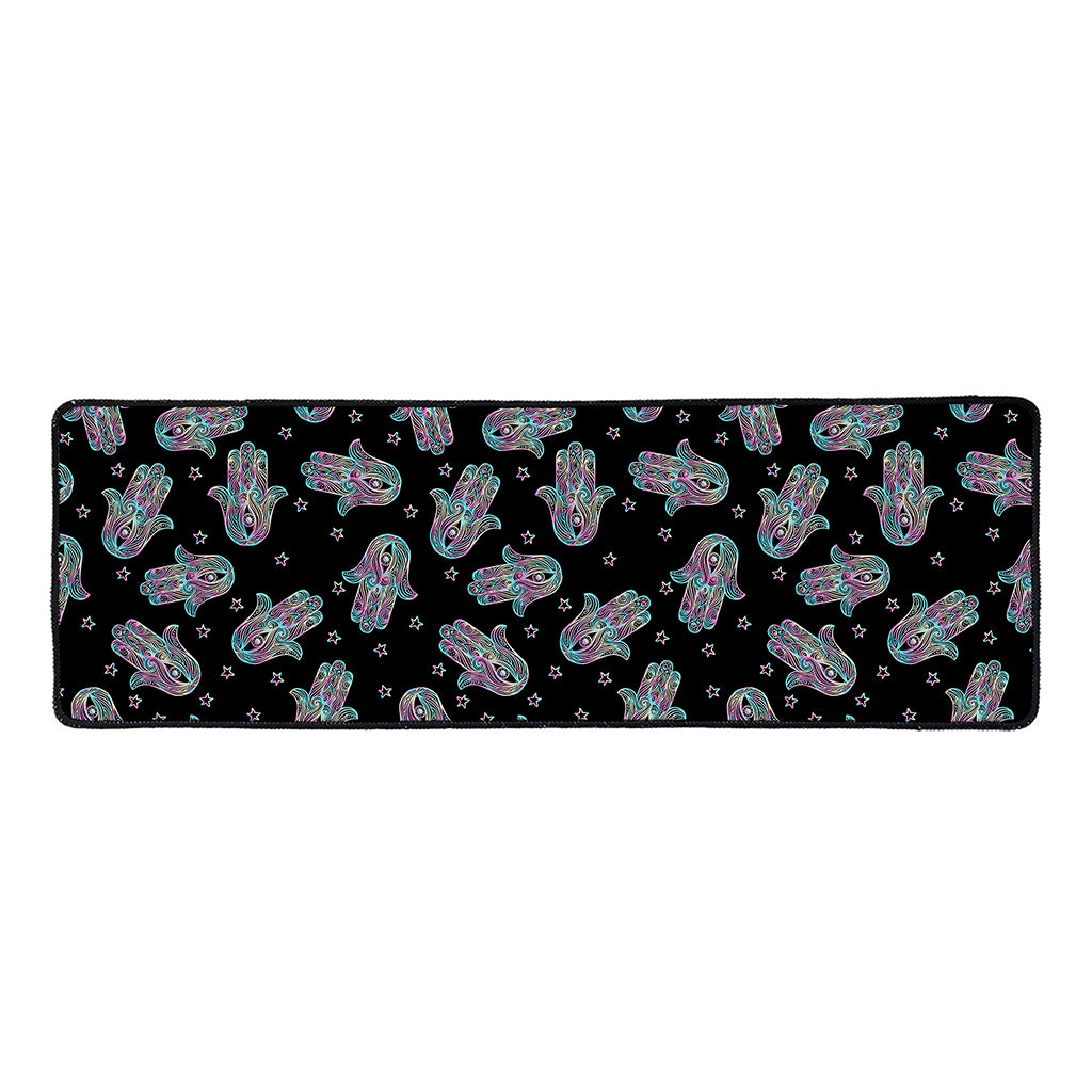 Colorful Hamsa Hand Print Long Kitchen Mat