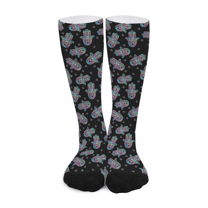 Colorful Hamsa Hand Print Long Socks