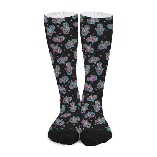 Colorful Hamsa Hand Print Long Socks