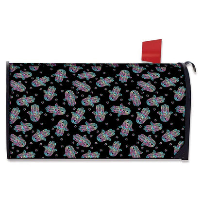 Colorful Hamsa Hand Print Mailbox Cover