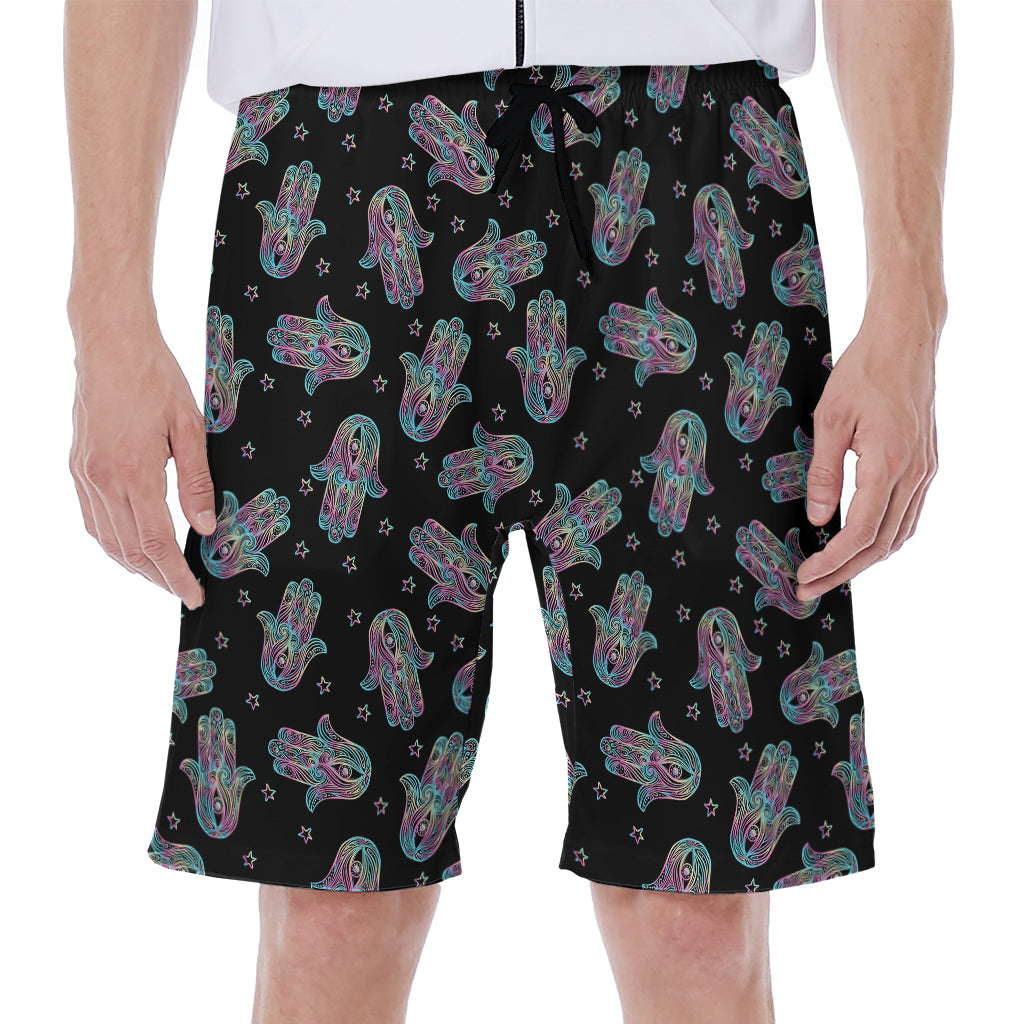 Colorful Hamsa Hand Print Men's Beach Shorts