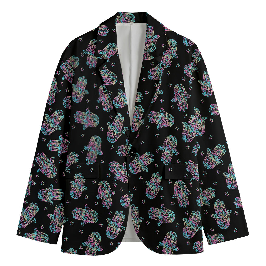 Colorful Hamsa Hand Print Men's Blazer