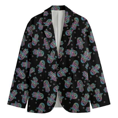 Colorful Hamsa Hand Print Men's Blazer