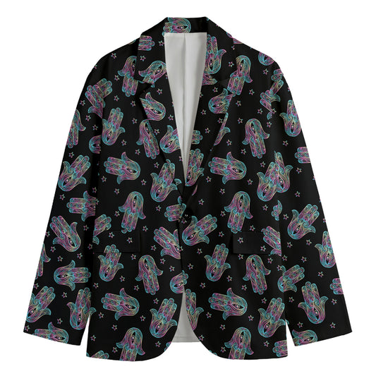 Colorful Hamsa Hand Print Men's Blazer