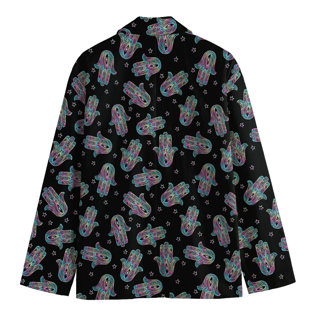 Colorful Hamsa Hand Print Men's Blazer