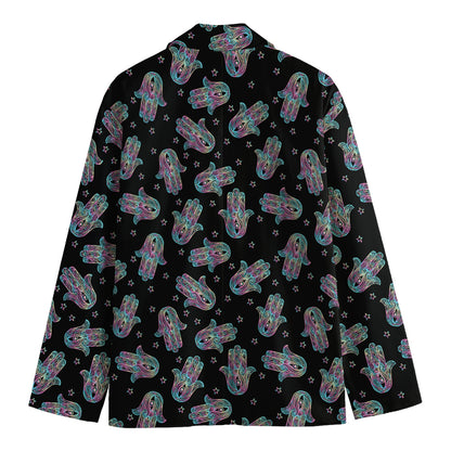Colorful Hamsa Hand Print Men's Blazer