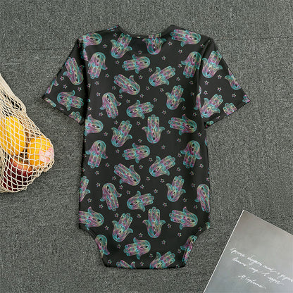 Colorful Hamsa Hand Print Men's Bodysuit