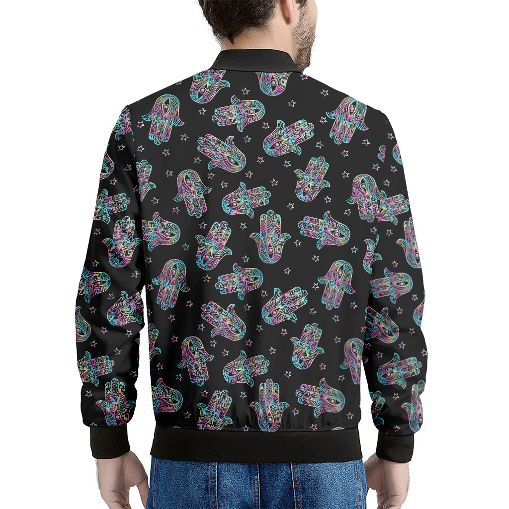 Colorful Hamsa Hand Print Men's Bomber Jacket