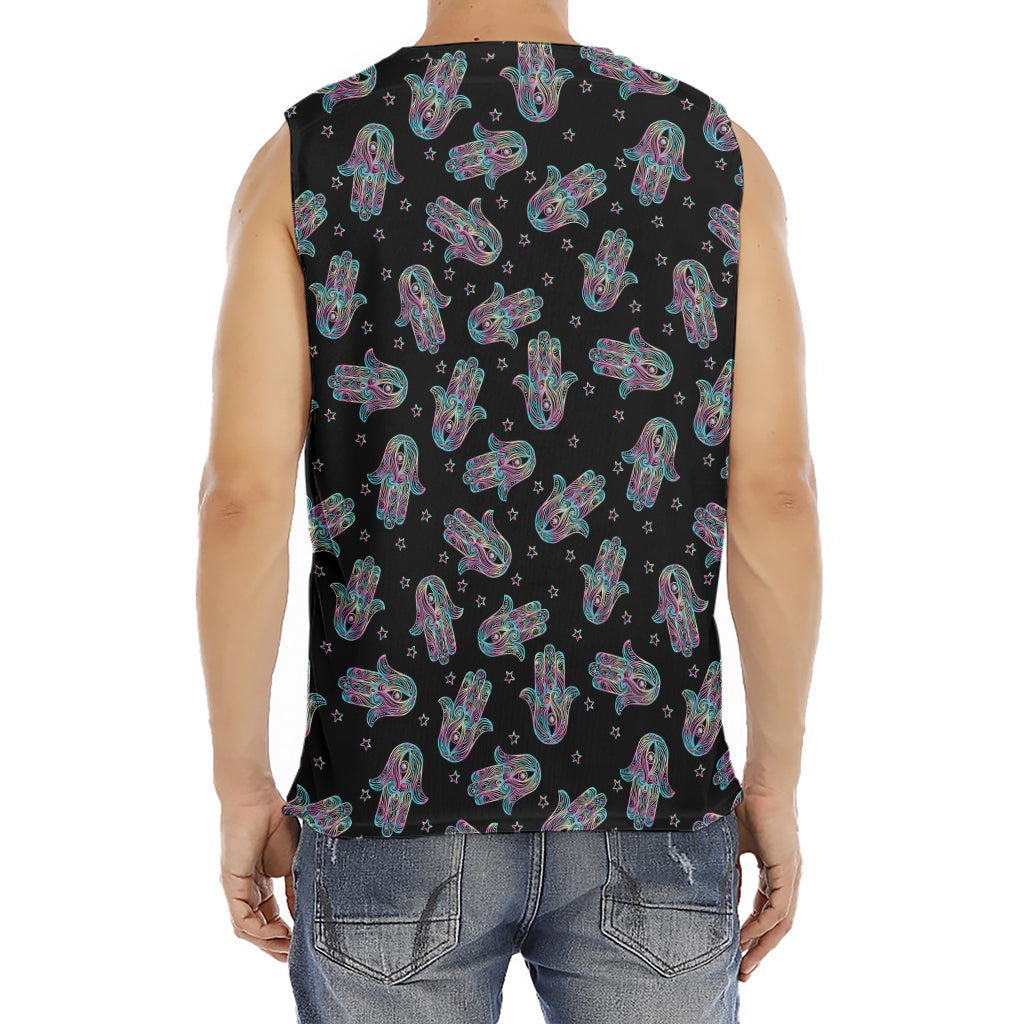 Colorful Hamsa Hand Print Men's Fitness Tank Top