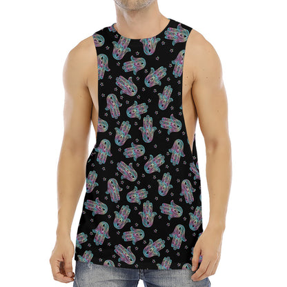Colorful Hamsa Hand Print Men's Muscle Tank Top