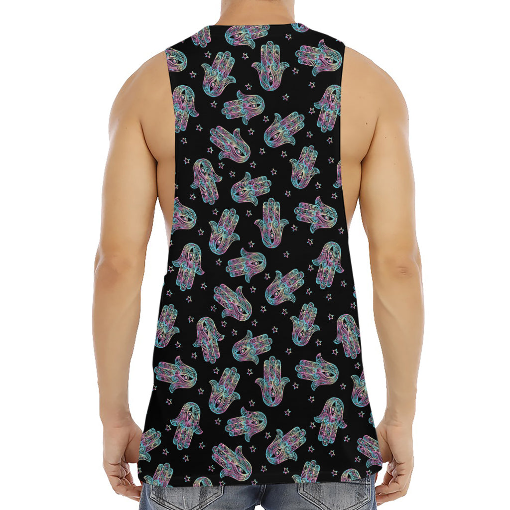 Colorful Hamsa Hand Print Men's Muscle Tank Top