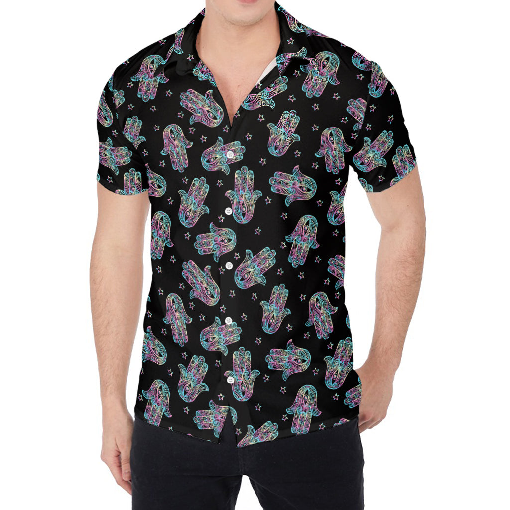 Colorful Hamsa Hand Print Men's Shirt