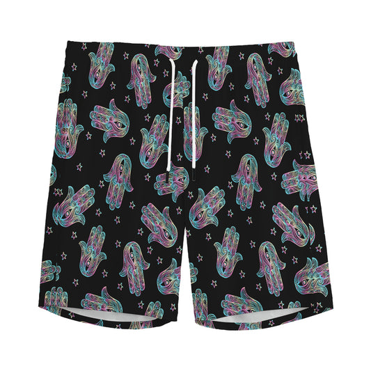 Colorful Hamsa Hand Print Men's Sports Shorts
