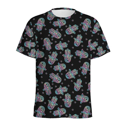 Colorful Hamsa Hand Print Men's Sports T-Shirt