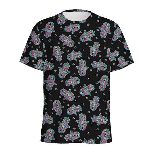 Colorful Hamsa Hand Print Men's Sports T-Shirt