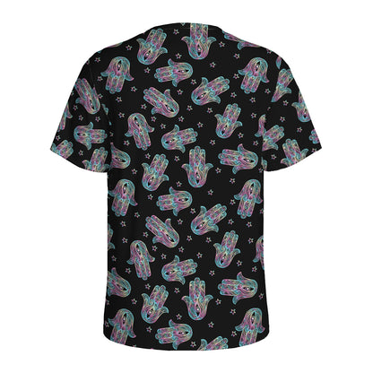 Colorful Hamsa Hand Print Men's Sports T-Shirt