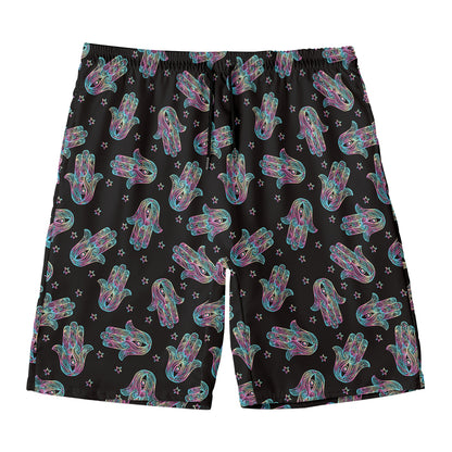 Colorful Hamsa Hand Print Men's Swim Trunks