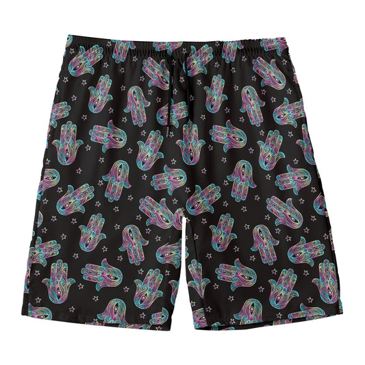 Colorful Hamsa Hand Print Men's Swim Trunks