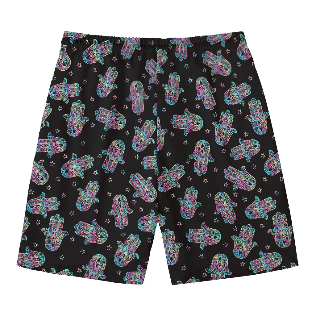Colorful Hamsa Hand Print Men's Swim Trunks