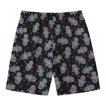 Colorful Hamsa Hand Print Men's Swim Trunks
