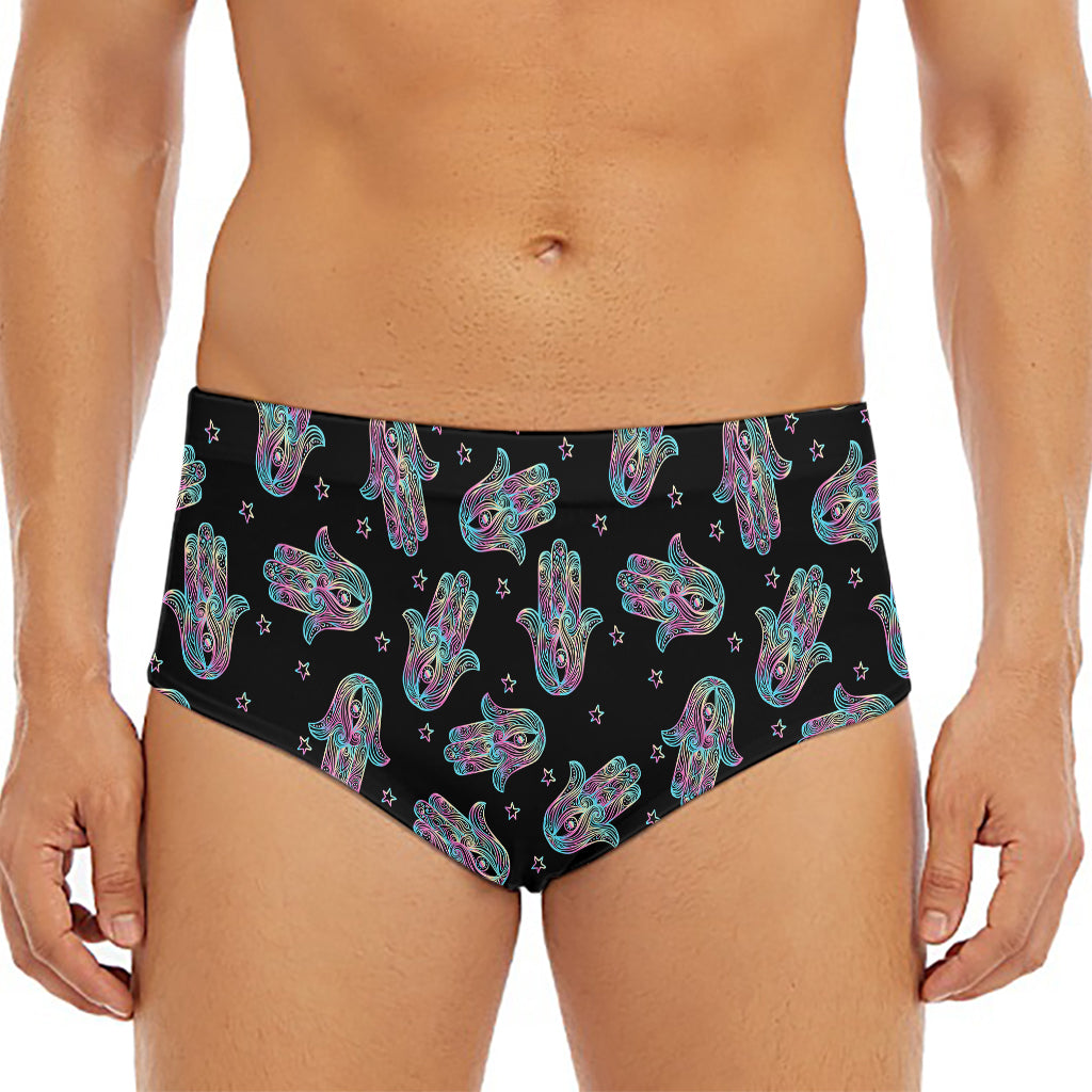 Colorful Hamsa Hand Print Men's Triangle Swim Briefs