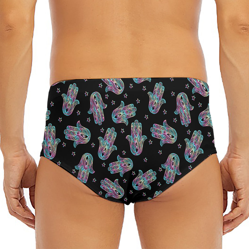 Colorful Hamsa Hand Print Men's Triangle Swim Briefs