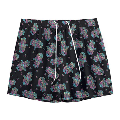 Colorful Hamsa Hand Print Mesh Shorts