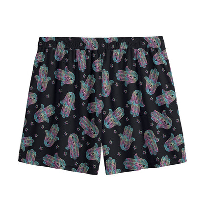 Colorful Hamsa Hand Print Mesh Shorts