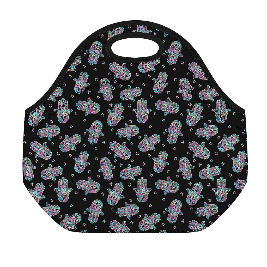 Colorful Hamsa Hand Print Neoprene Lunch Bag