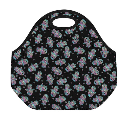 Colorful Hamsa Hand Print Neoprene Lunch Bag