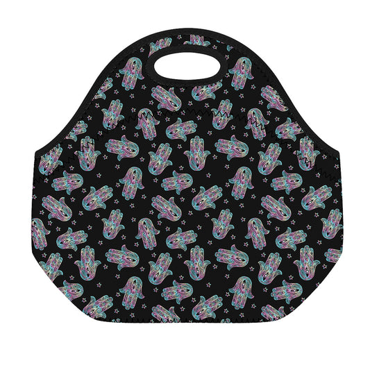 Colorful Hamsa Hand Print Neoprene Lunch Bag