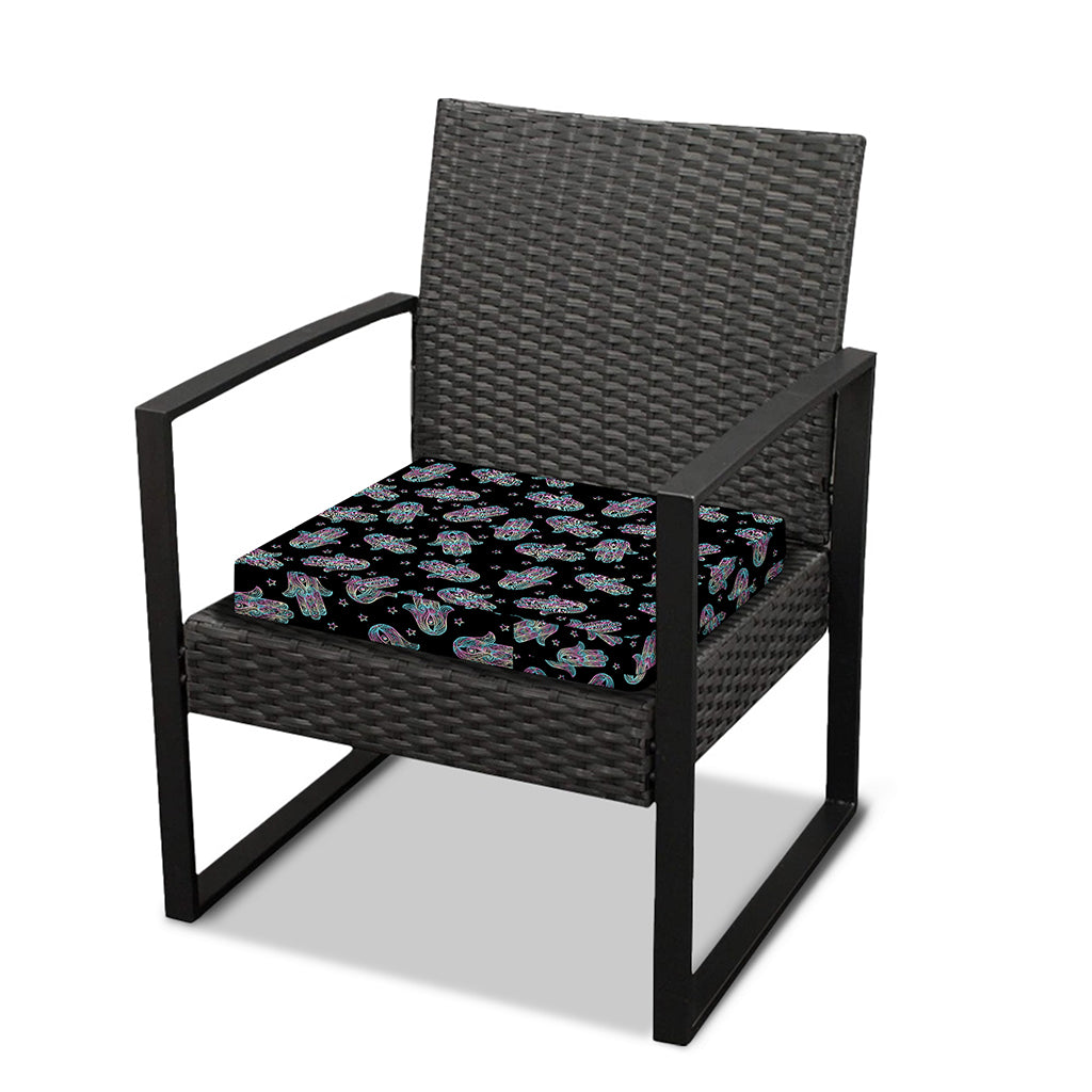 Colorful Hamsa Hand Print Outdoor Seat Cushion Cover
