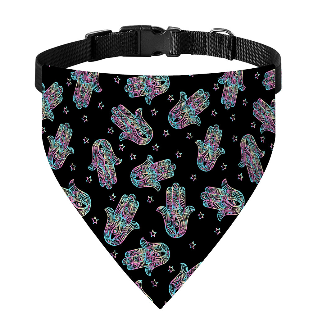 Colorful Hamsa Hand Print Over The Collar Dog Bandana