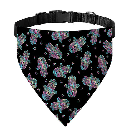 Colorful Hamsa Hand Print Over The Collar Dog Bandana