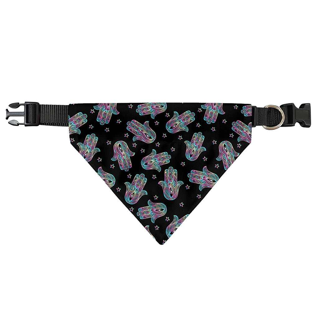 Colorful Hamsa Hand Print Over The Collar Dog Bandana