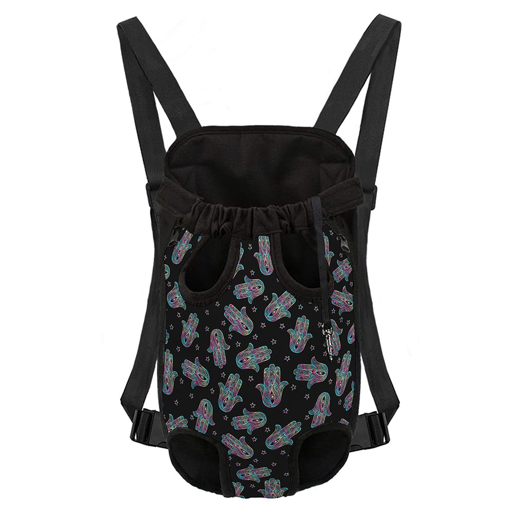 Colorful Hamsa Hand Print Pet Carrier Backpack
