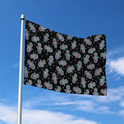 Colorful Hamsa Hand Print Polyester Flag