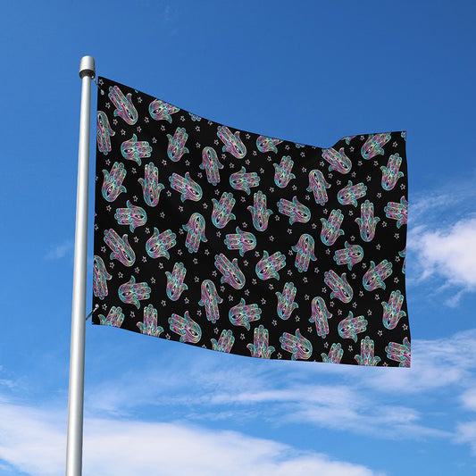 Colorful Hamsa Hand Print Polyester Flag