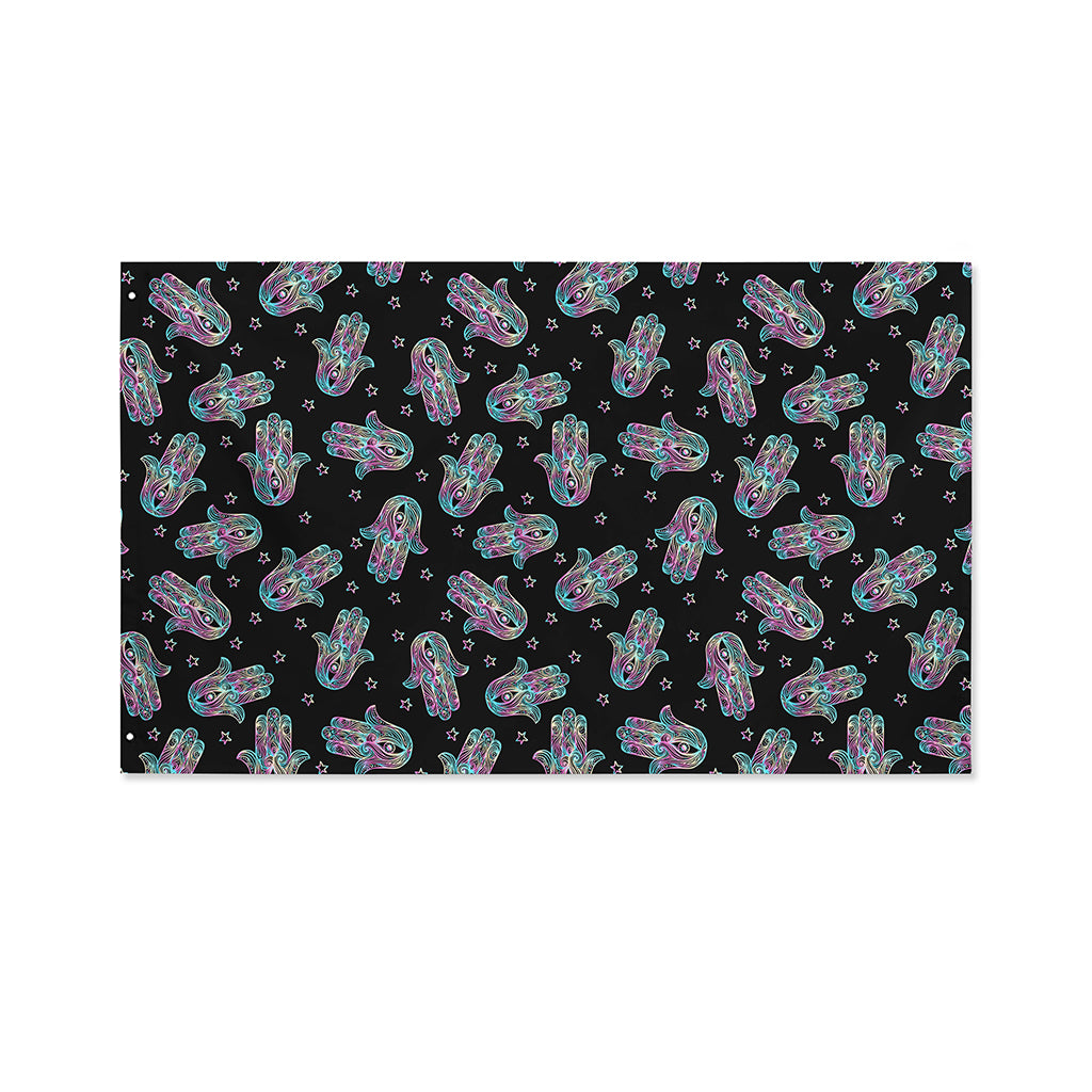 Colorful Hamsa Hand Print Polyester Flag