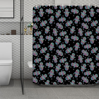 Colorful Hamsa Hand Print Polyester Shower Curtain