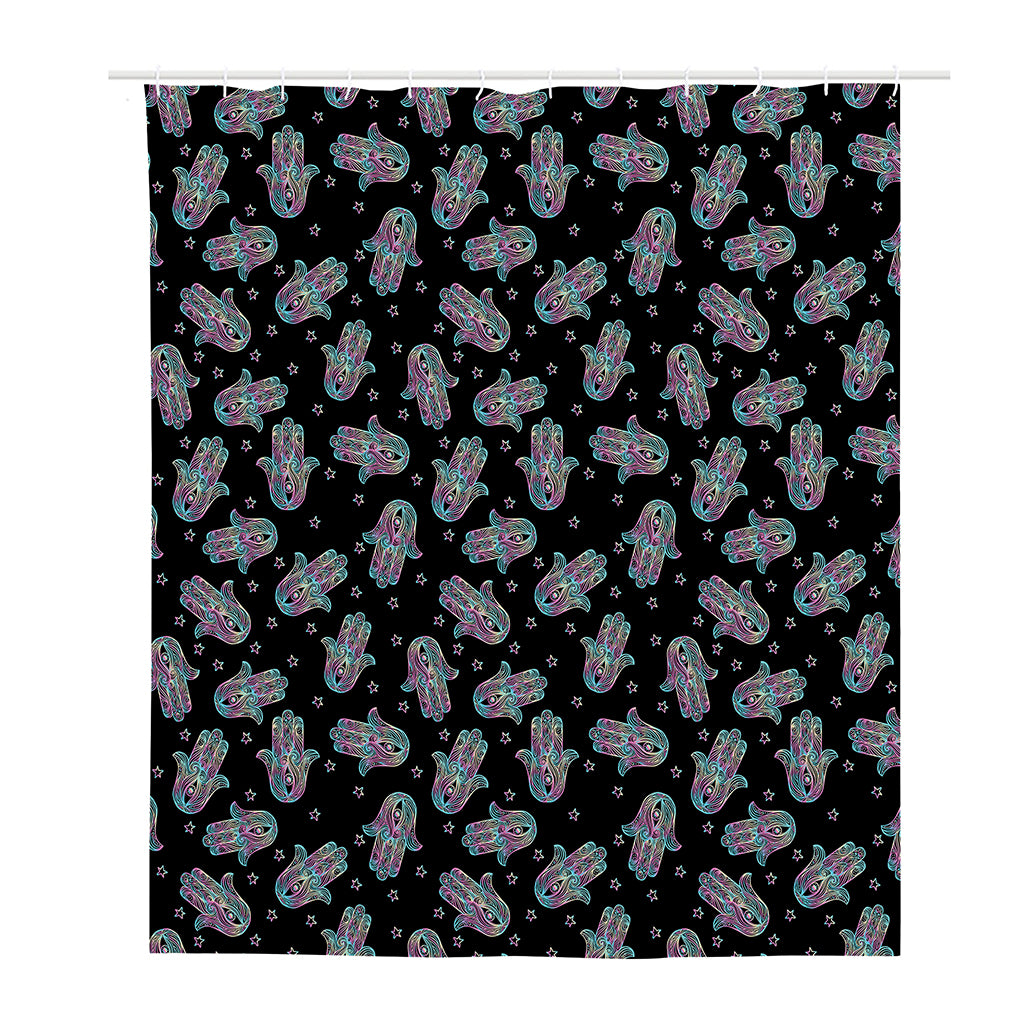 Colorful Hamsa Hand Print Polyester Shower Curtain