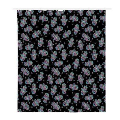 Colorful Hamsa Hand Print Polyester Shower Curtain