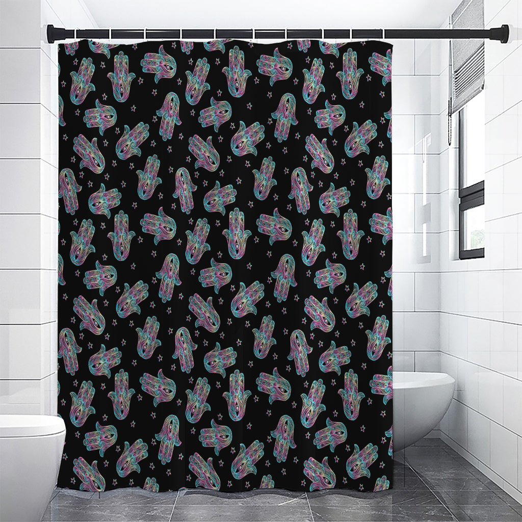 Colorful Hamsa Hand Print Premium Shower Curtain