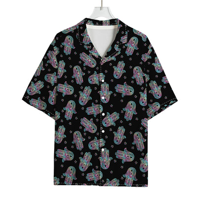 Colorful Hamsa Hand Print Rayon Hawaiian Shirt