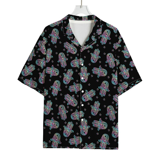 Colorful Hamsa Hand Print Rayon Hawaiian Shirt