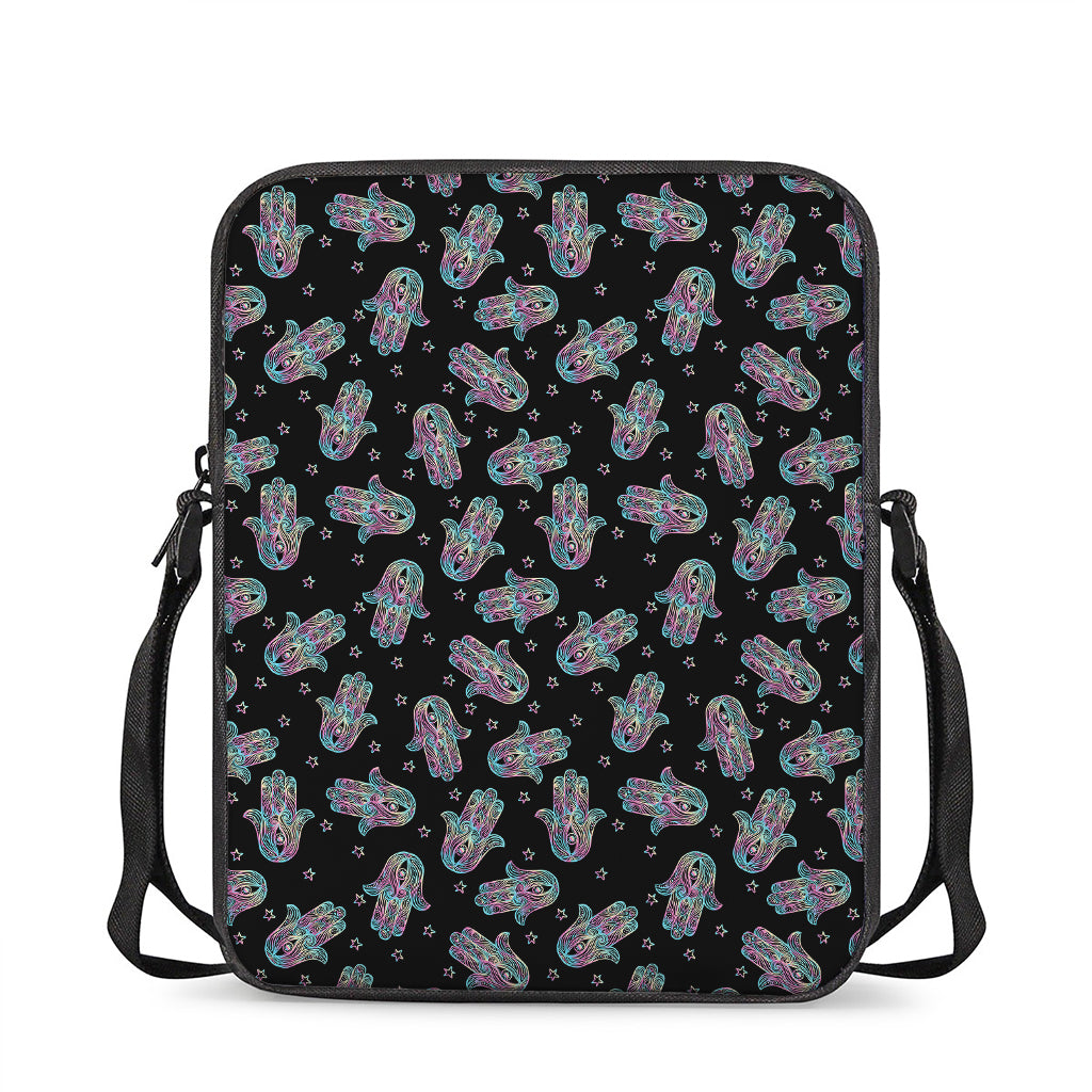 Colorful Hamsa Hand Print Rectangular Crossbody Bag