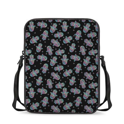 Colorful Hamsa Hand Print Rectangular Crossbody Bag
