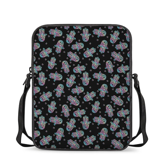Colorful Hamsa Hand Print Rectangular Crossbody Bag