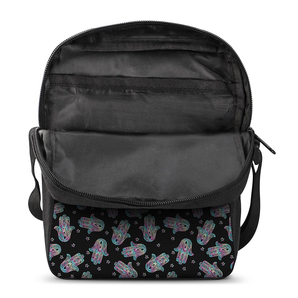 Colorful Hamsa Hand Print Rectangular Crossbody Bag