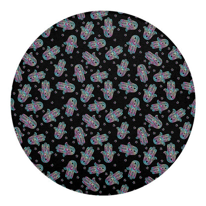Colorful Hamsa Hand Print Round Blanket